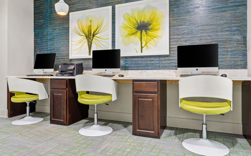 Business Center with laptops