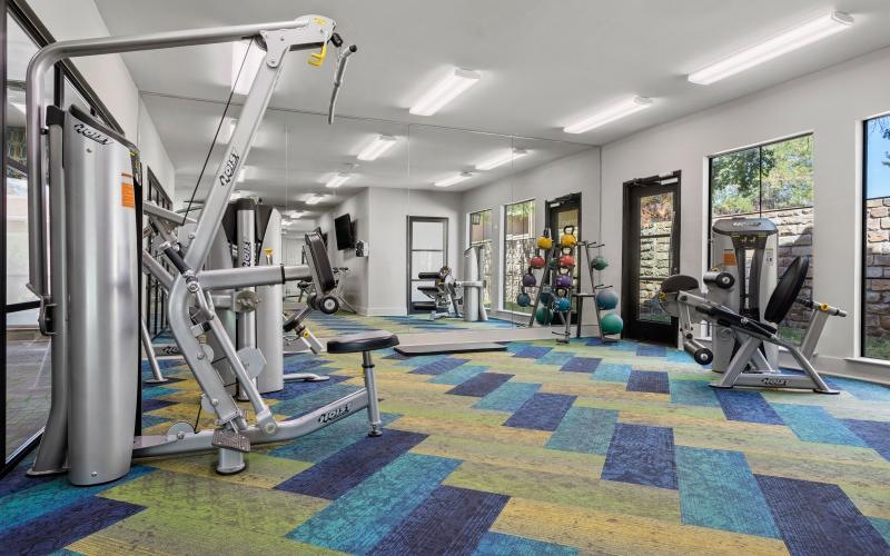 a gym with exercise equipment